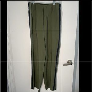 Zara Green striped Linen pants Size S.